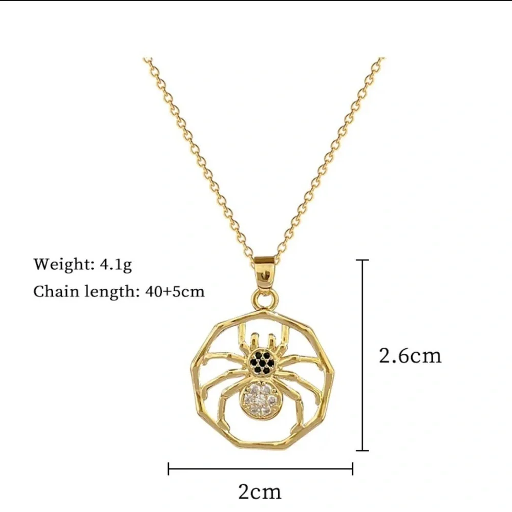 18K Gold Spider In Geometrically Frame Pave Diamond Accents Goth Punk Witchy - Picture 7 of 7